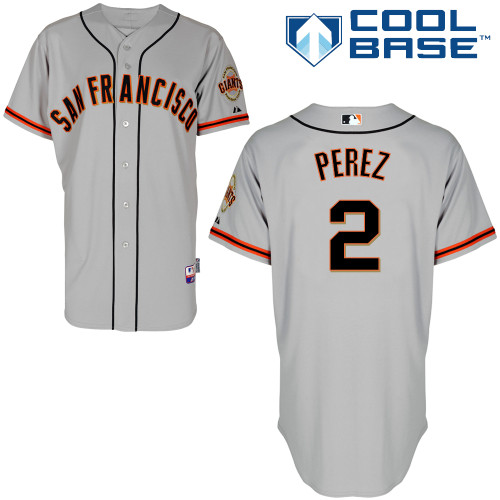 Juan Perez #2 MLB Jersey-San Francisco Giants Men's Authentic Road 1 Gray Cool Base Baseball Jersey